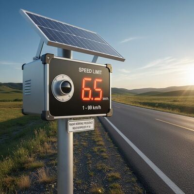 Weatherproof IP 54 Radar Feedback Sign Solar Featuring Radar Working Frequency 24.125GHZ and Speed Limit 1 to 99kmh for Road Speed Control